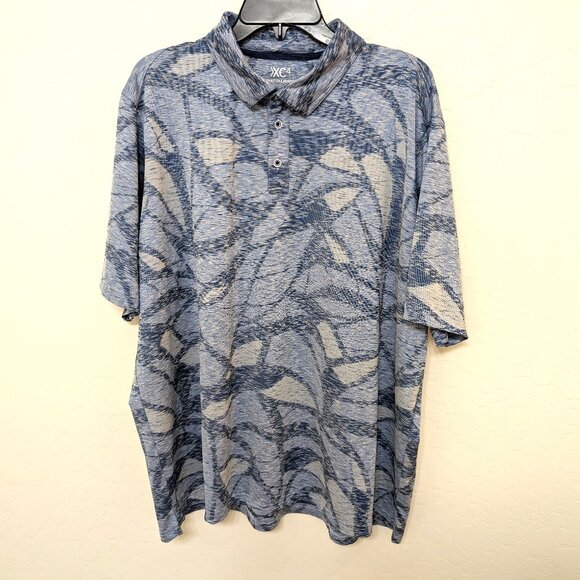 JOHNSTON &‎ MURPHY XC4 Polo Men's 2XL Blue Abstract Print Short Sleeve Shirt - Picture 1 of 13
